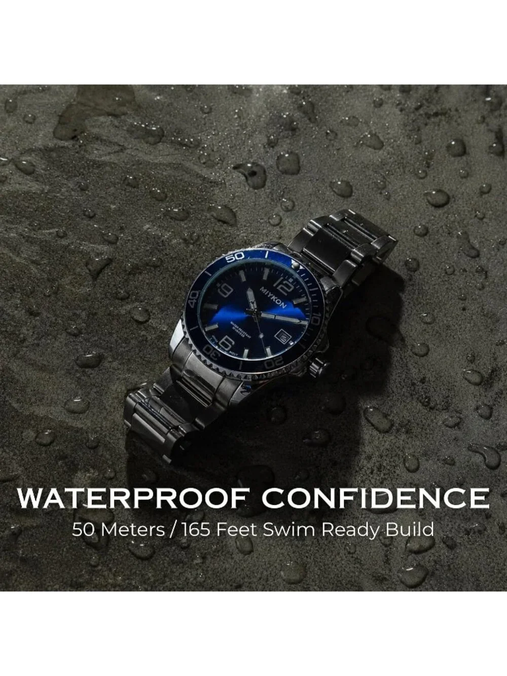 Men's Silver Stainless Steel Bracelet Blue Dial Quickset Date Quartz Watches